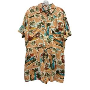 Label of Love Women's Tropical Vacation Resort Beach Print Drawstring Romper S